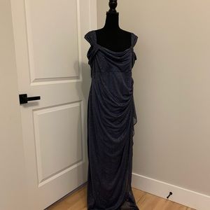 Alex Evenings Shimmering Style Evening Gown Smoke Color Size 14W